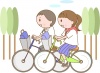 自転車通学をする学生男女