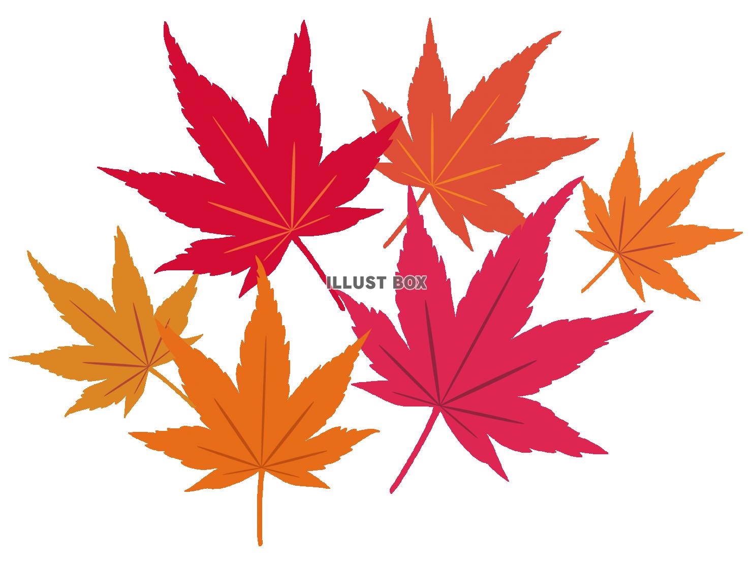 無料イラスト 紅葉もみじ飾りアイコン葉シルエットシンプル装飾秋10月モミジ