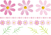 コスモスアイコンと秋桜ラインセット【9月10月11月頃の植物・透過PNG画像】