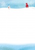 雪だるまと少女のフレーム（縦）　かわいいメルヘン冬イラスト女の子タテクリスマス