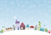 雪景色の街のカード　冬家町おうち景色街並み木空12月1月2月