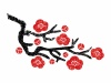 梅枝の花シルエット赤黒素材【1月2月3月頃の植物】