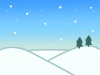 手描き風　雪の積もる昼間の風景
