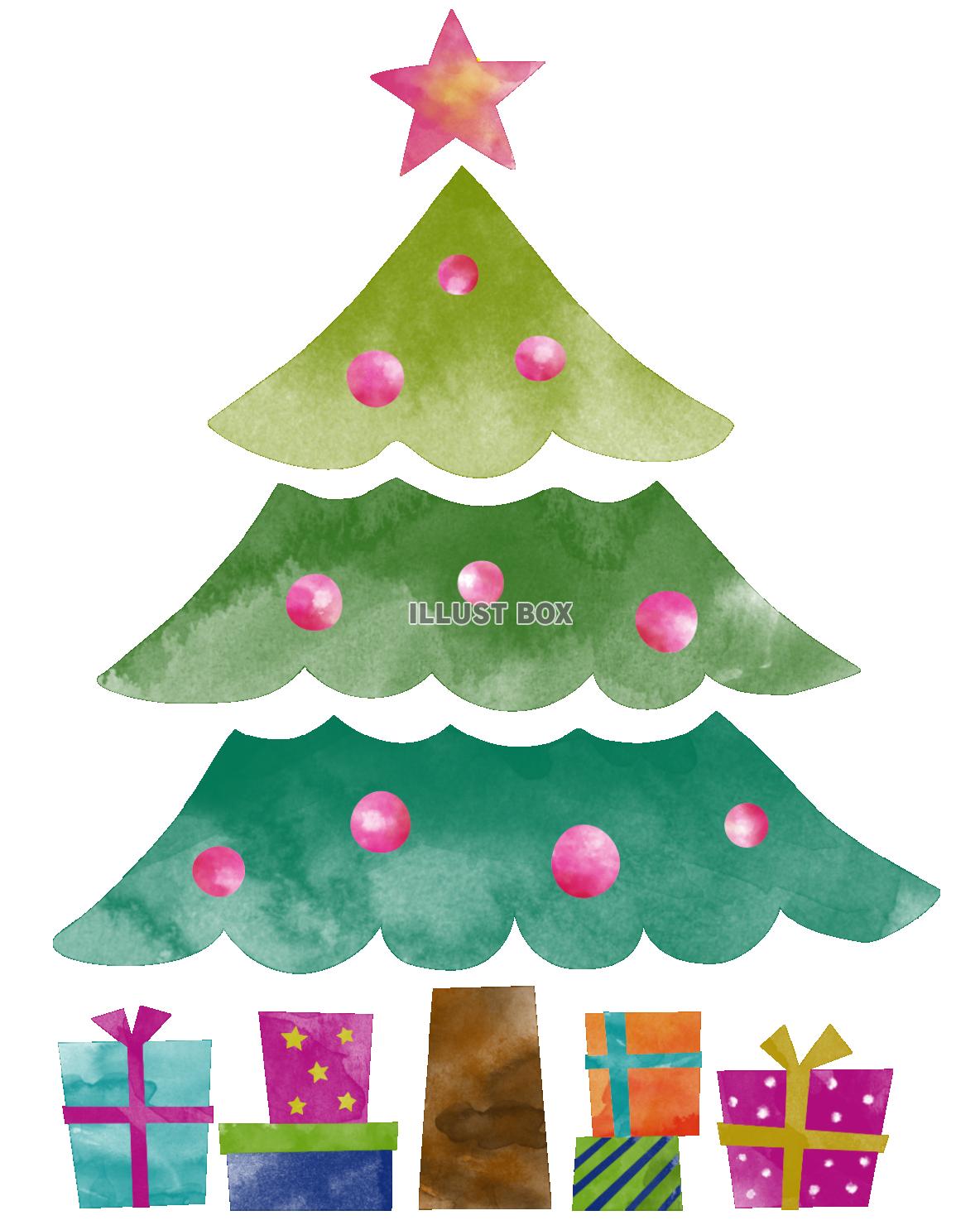無料イラスト クリスマスツリーとプレゼント