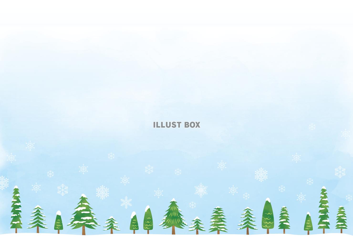 無料イラスト 雪景色の背景 フレーム冬雪の結晶かわいいシンプルメルヘンクリ