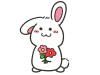 お花を持つかわいいウサギ
