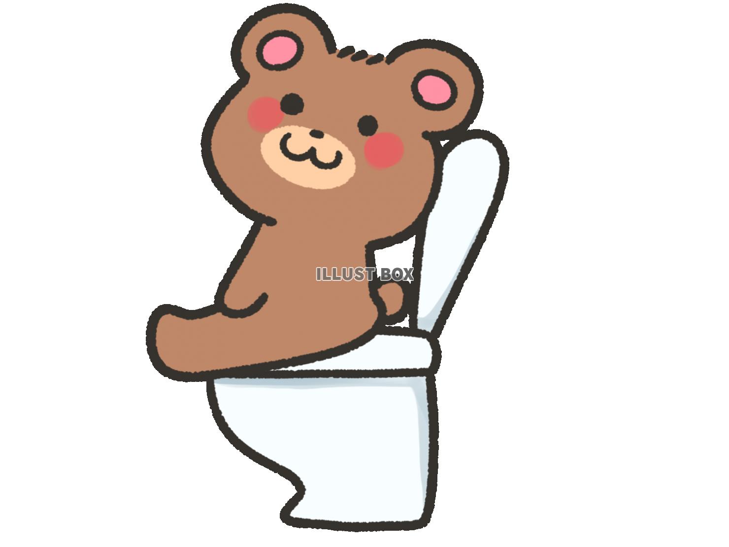 無料イラスト トイレに座るかわいいクマ