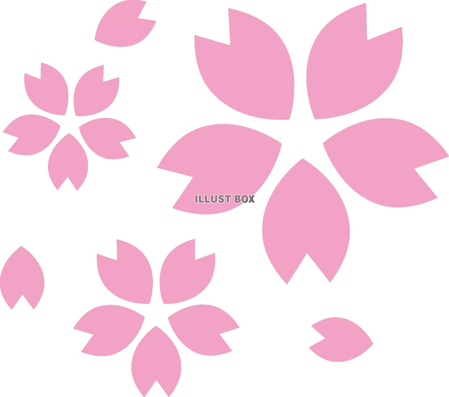 無料イラスト 桜の花びら 春 桜吹雪 ピンク シンプル装飾素材