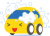 車のキャラクター　洗車