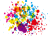 紙に飛び散ったカラフルなインク　ペンキ　スパッタリング