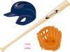 野球用具　用品　グローブとバットとヘルメットとボール　スポーツギア　