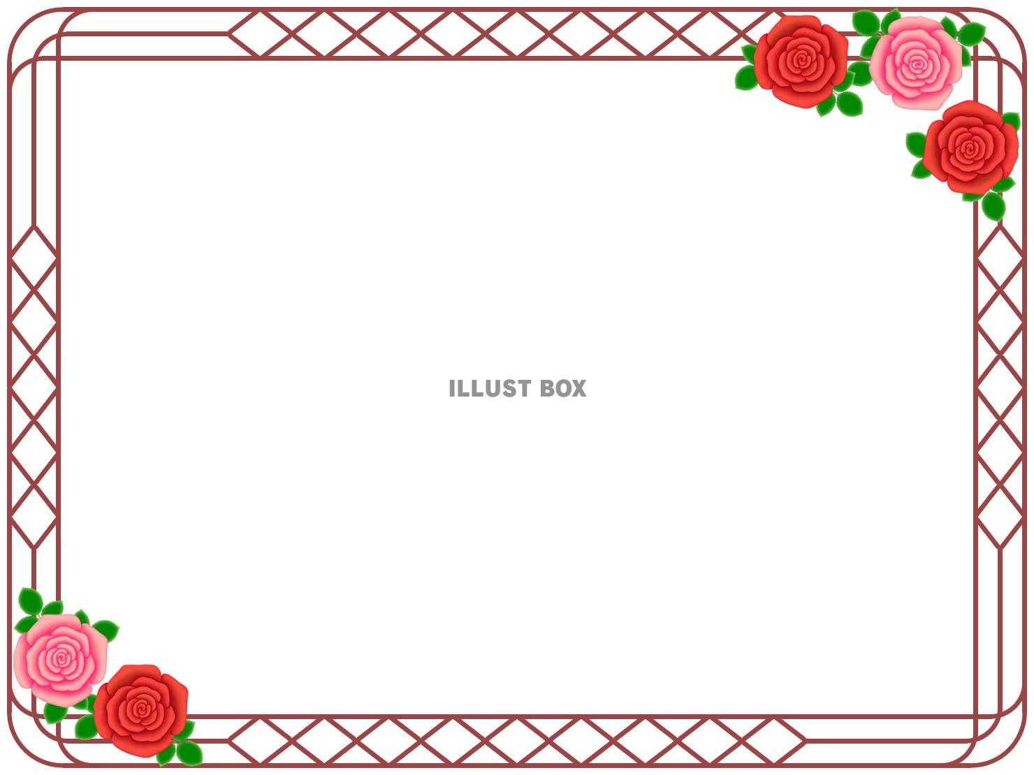 無料イラスト 薔薇の花フレーム花模様飾り枠素材イラスト ベクターあり