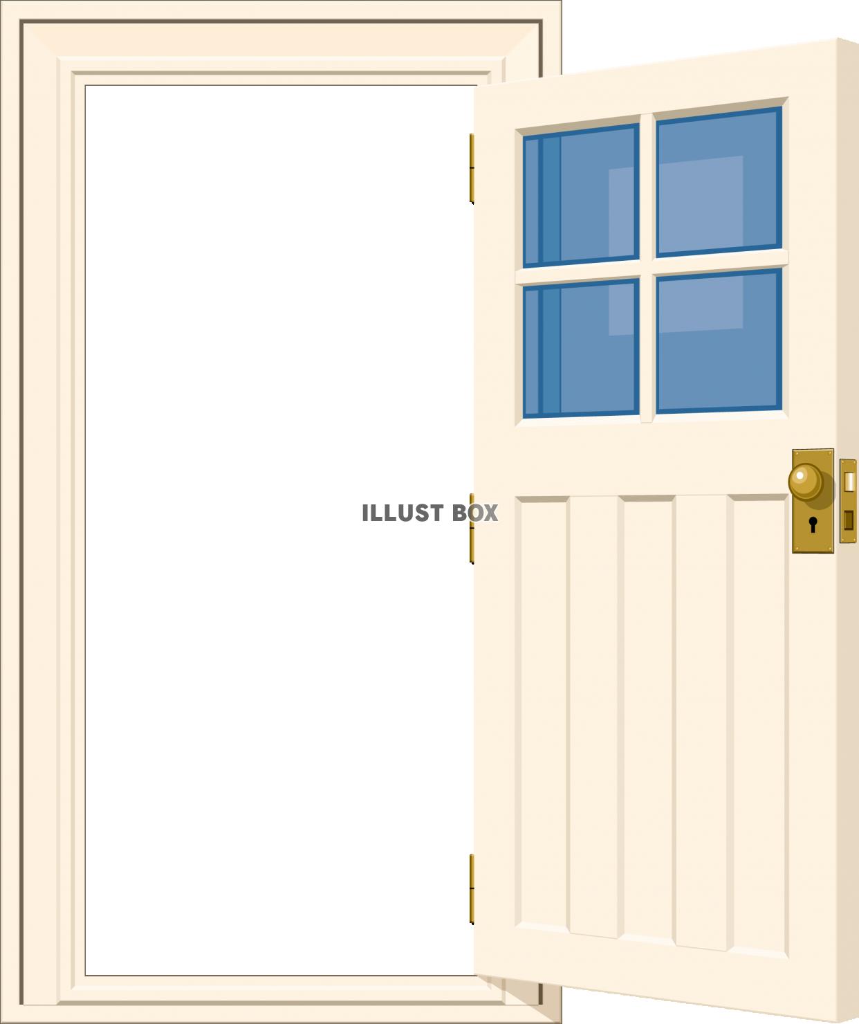 無料イラスト 開け放された木製ドア 扉 フレーム