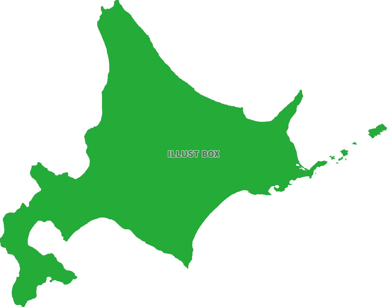無料イラスト 北海道の地図 緑色