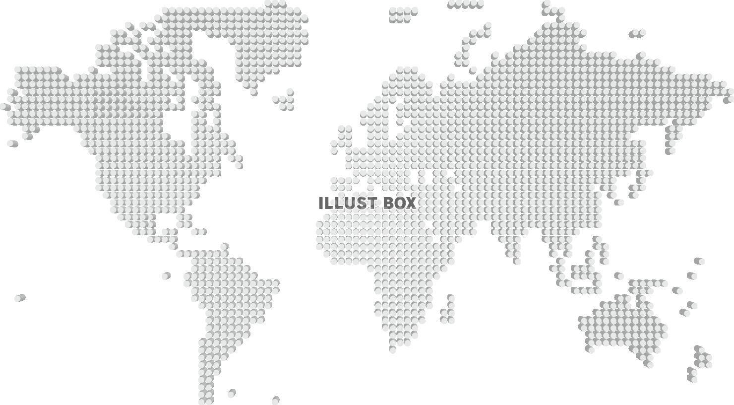 無料イラスト 世界地図 ドット 簡素 グローバルマップ