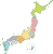 日本地図　八地方区分