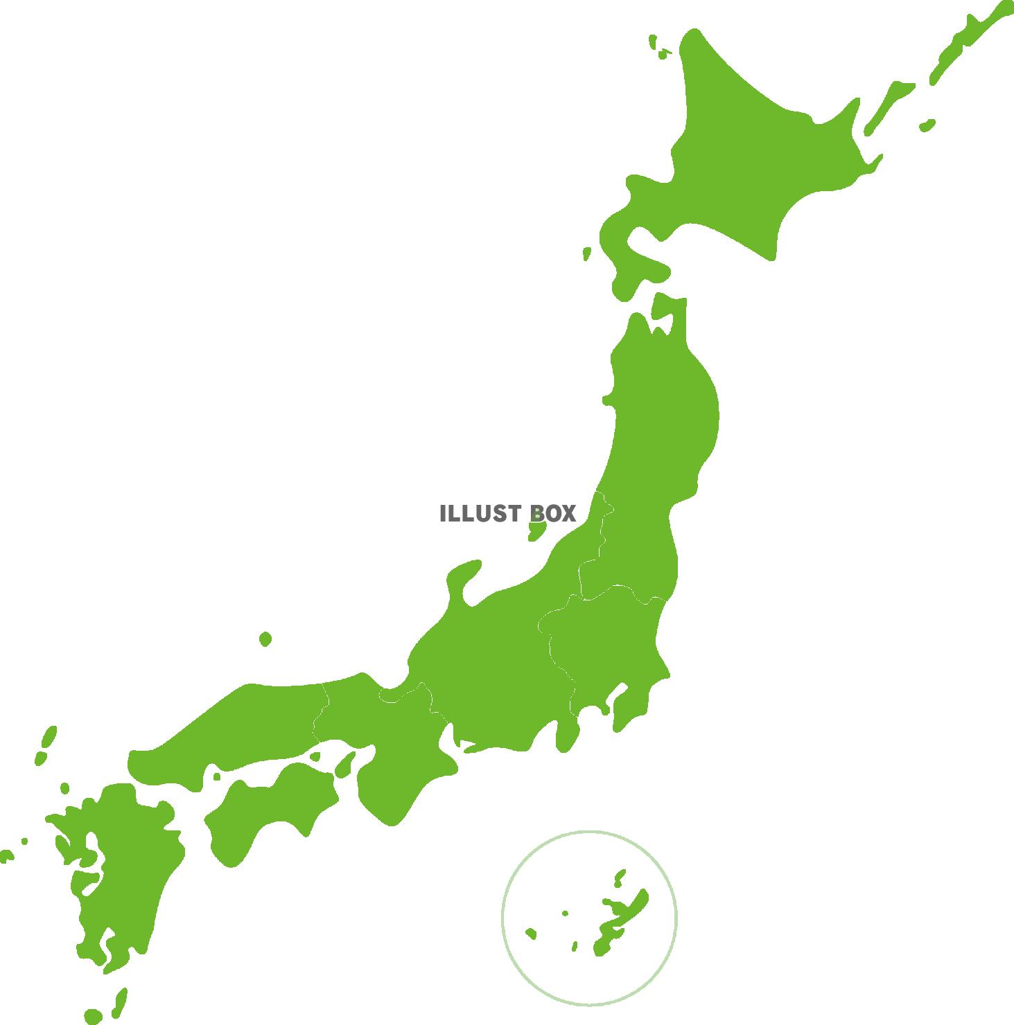 無料イラスト 日本地図 八地方区分
