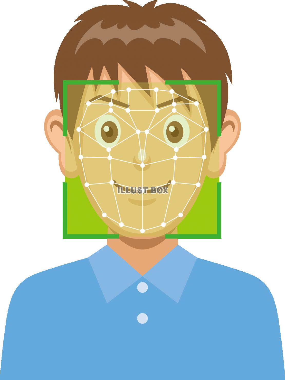 無料イラスト 顔認証システムのイメージ 男性