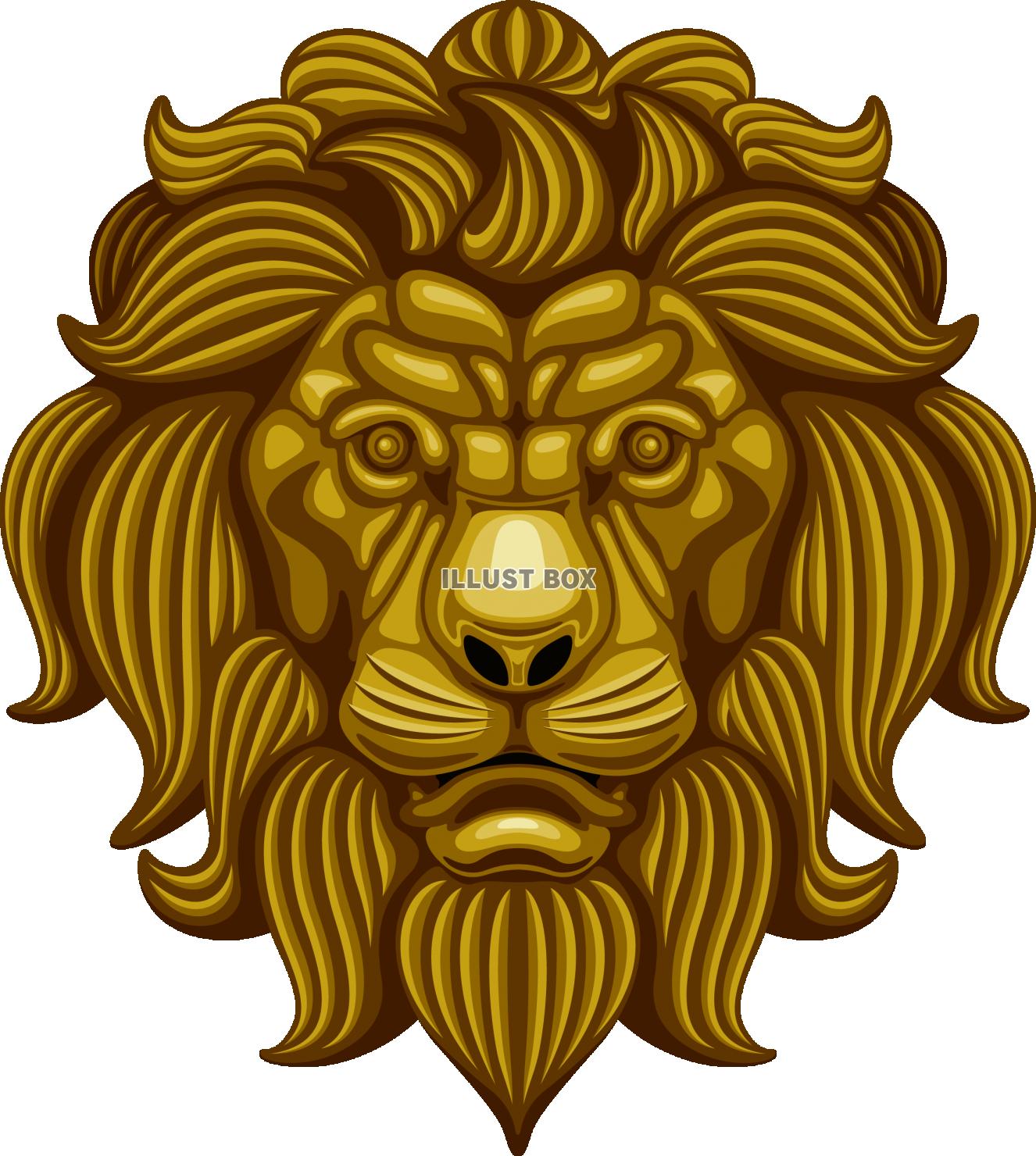 無料イラスト ライオン 獅子 彫刻 レリーフ 顔