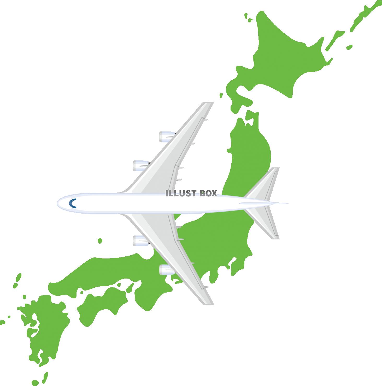 無料イラスト 飛行機 日本列島