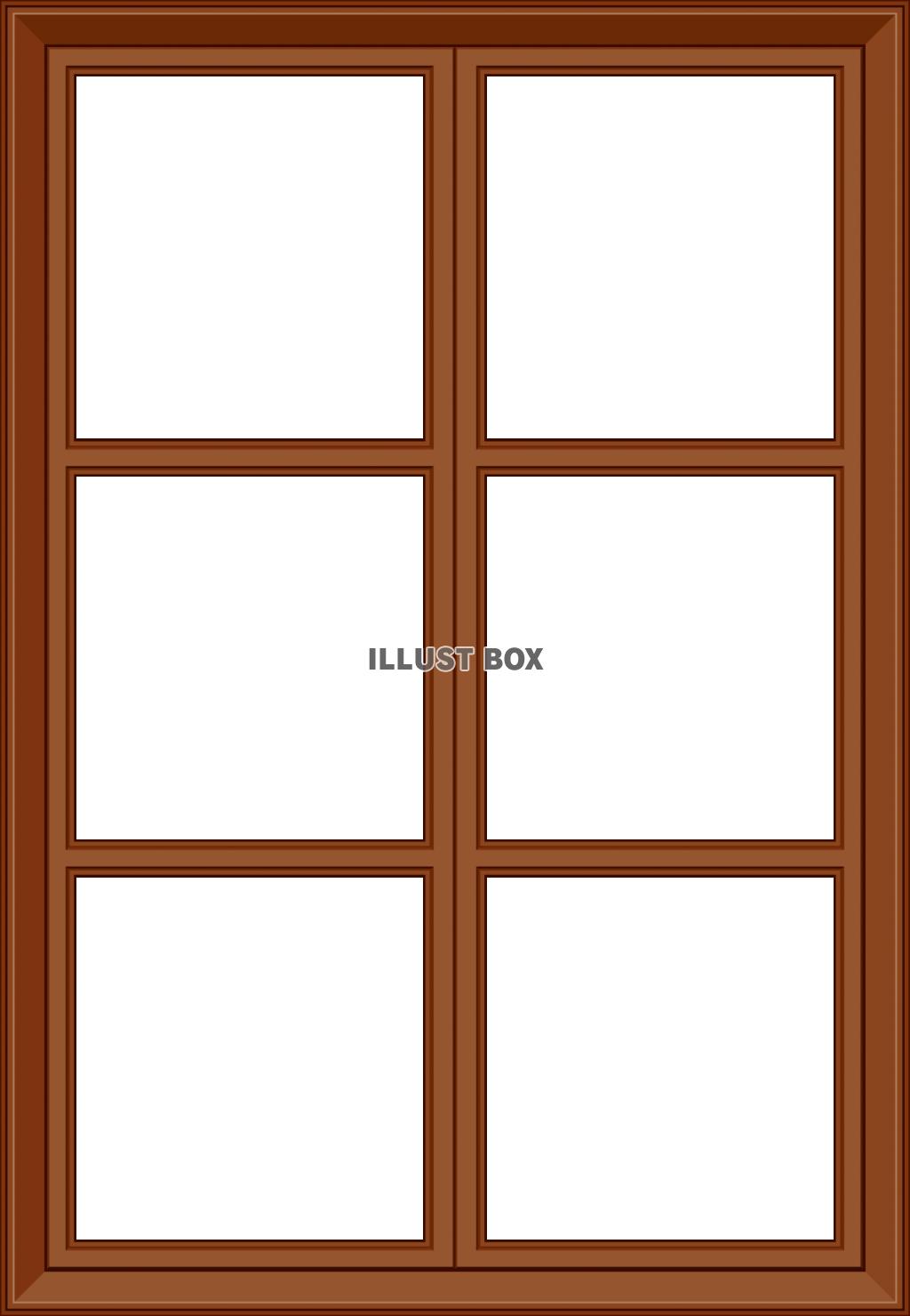 無料イラスト 洋風な木枠の窓のフレーム