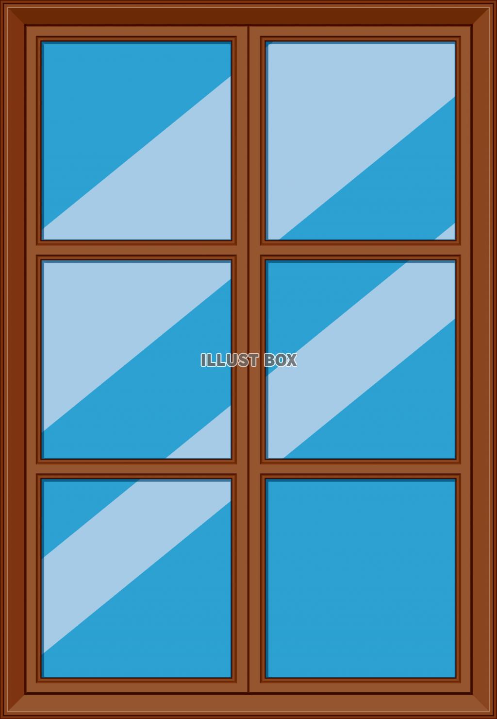 無料イラスト 洋風な木枠のガラス窓のフレーム