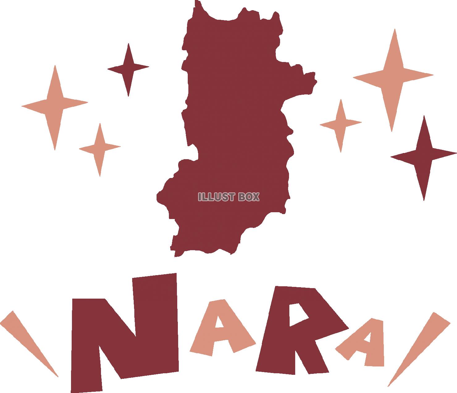 無料イラスト 奈良県の地図 Nara 英語ポップロゴ