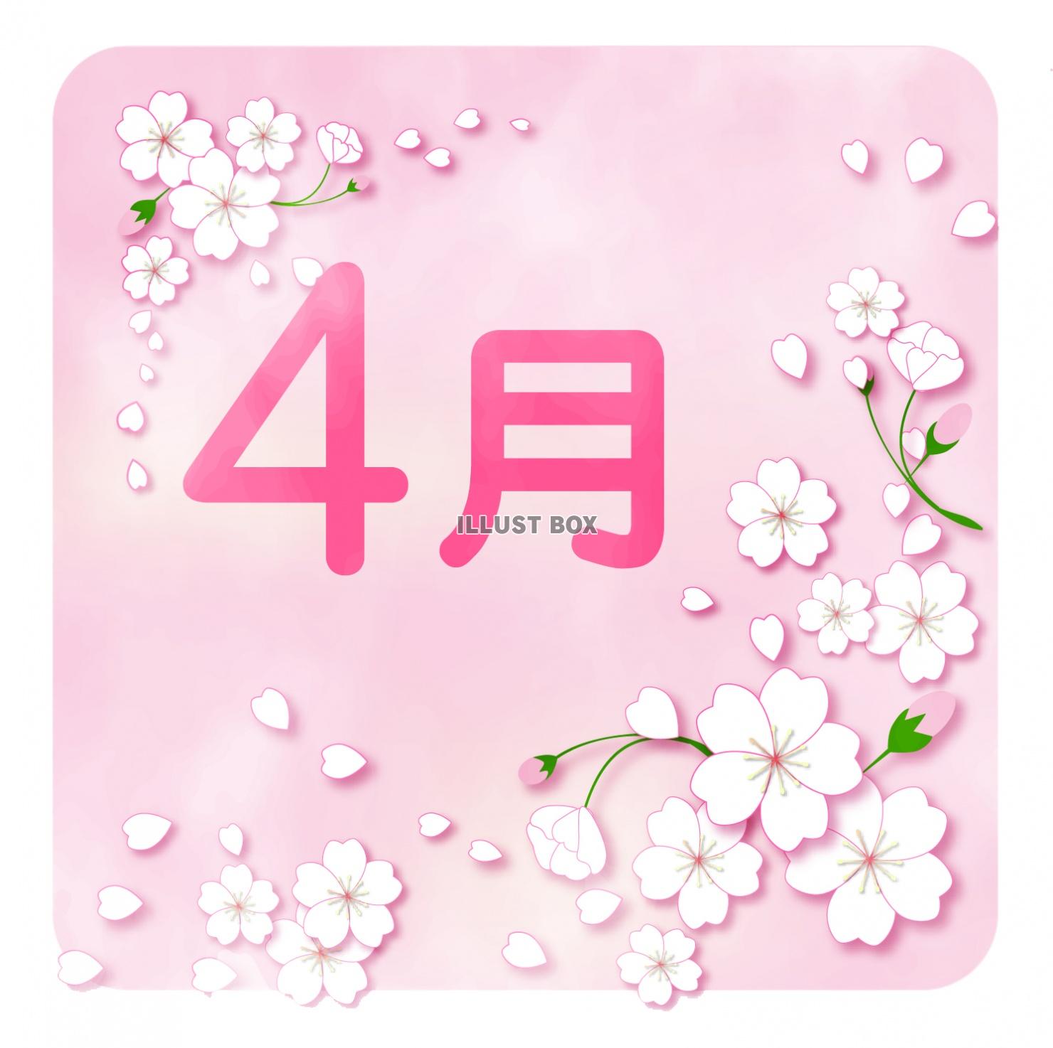 無料イラスト ４月のカレンダーロゴ 桜02
