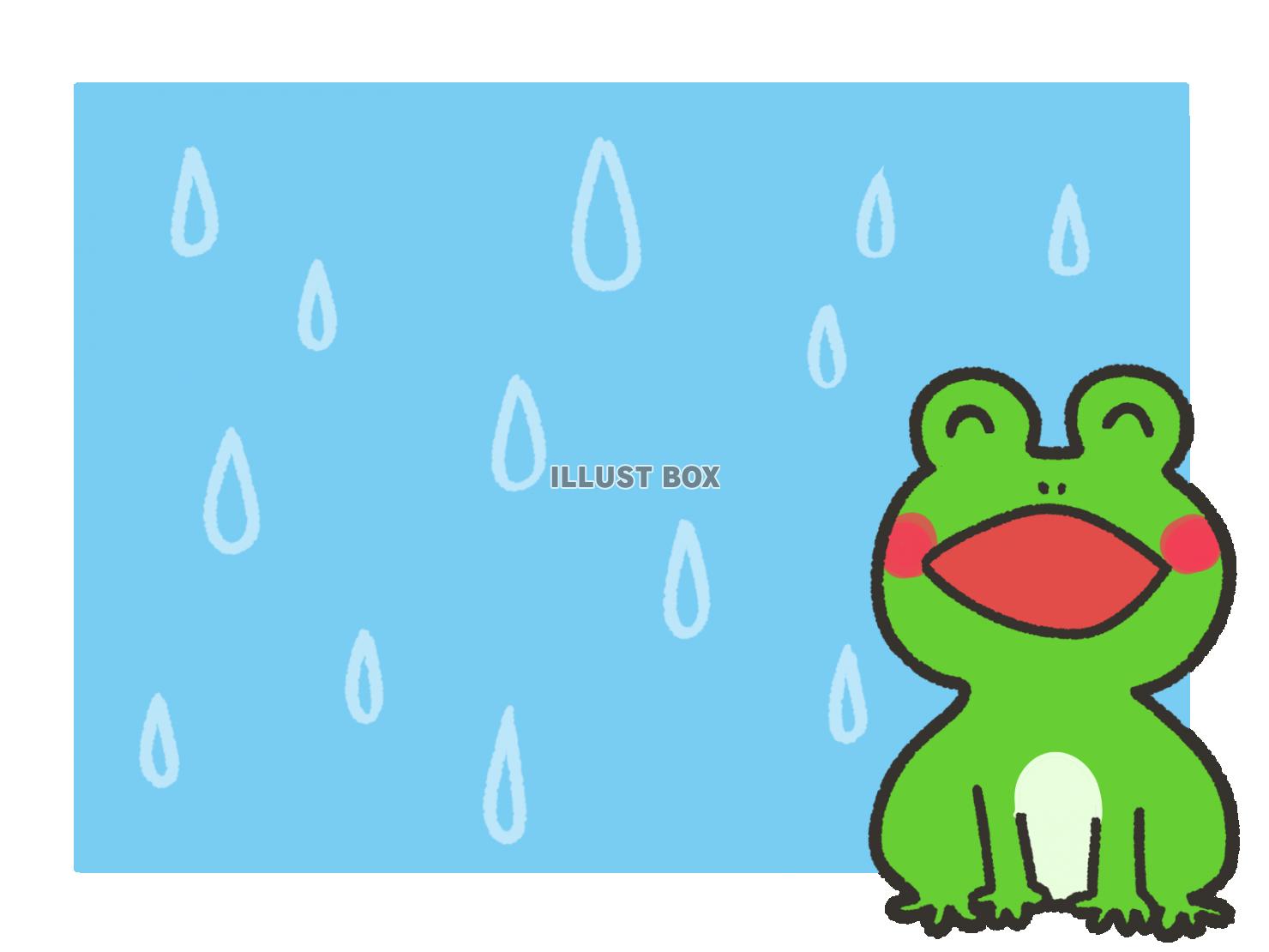 笑顔のカエルと雨模様フレーム
