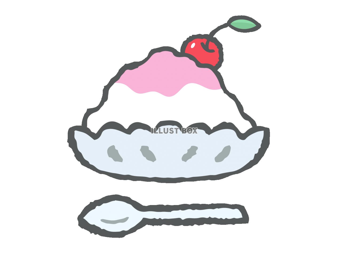 無料イラスト ストロベリー味のかき氷