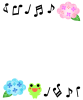 カエルと紫陽花のフレーム　透過png