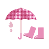 雨傘と長靴（ピンク）
