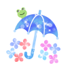 カエルと紫陽花と傘　透過png