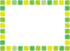 透過PNGグリーン水彩手書き四角ドット柄飾り枠【黄緑・黄色・緑色】初夏フリー素材