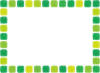 透過PNGグリーン水彩手書き四角ドット柄飾り枠【黄緑色・緑色】春初夏フリー素材絵