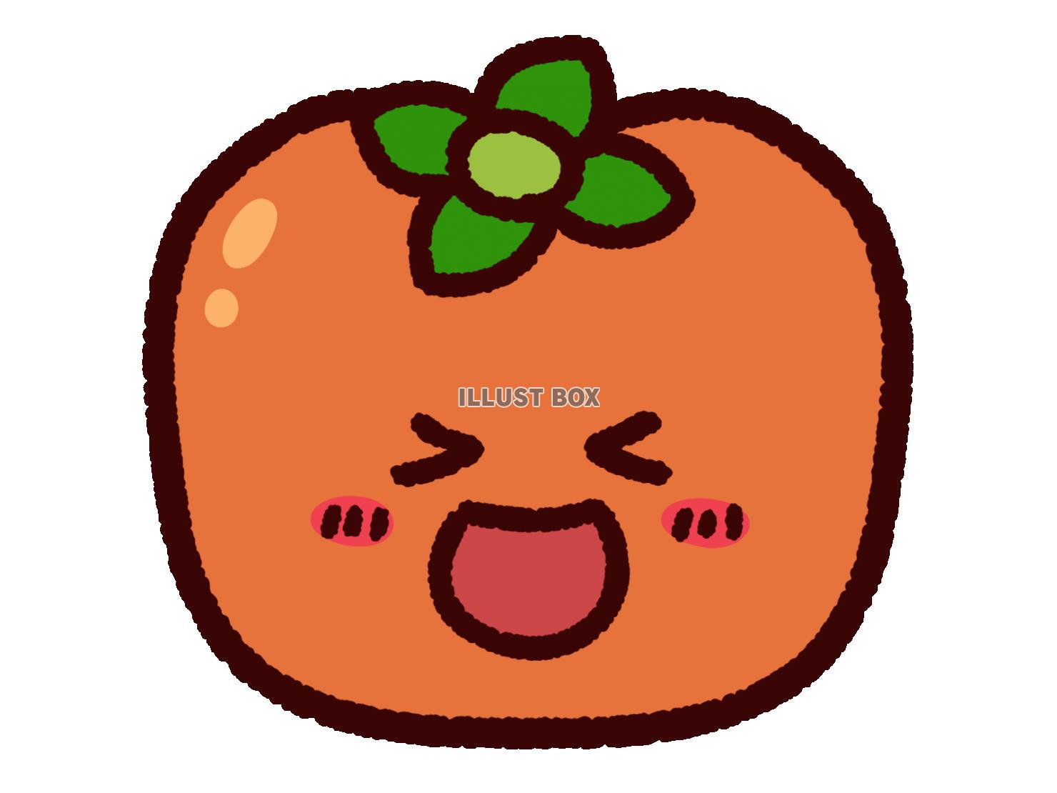 無料イラスト かわいい柿のキャラクター