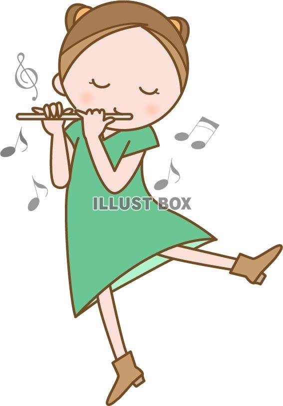 無料イラスト フルートを吹く女の子