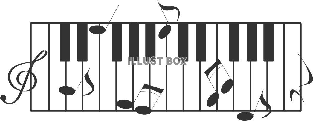 無料イラスト ピアノの鍵盤と音符のデザイン