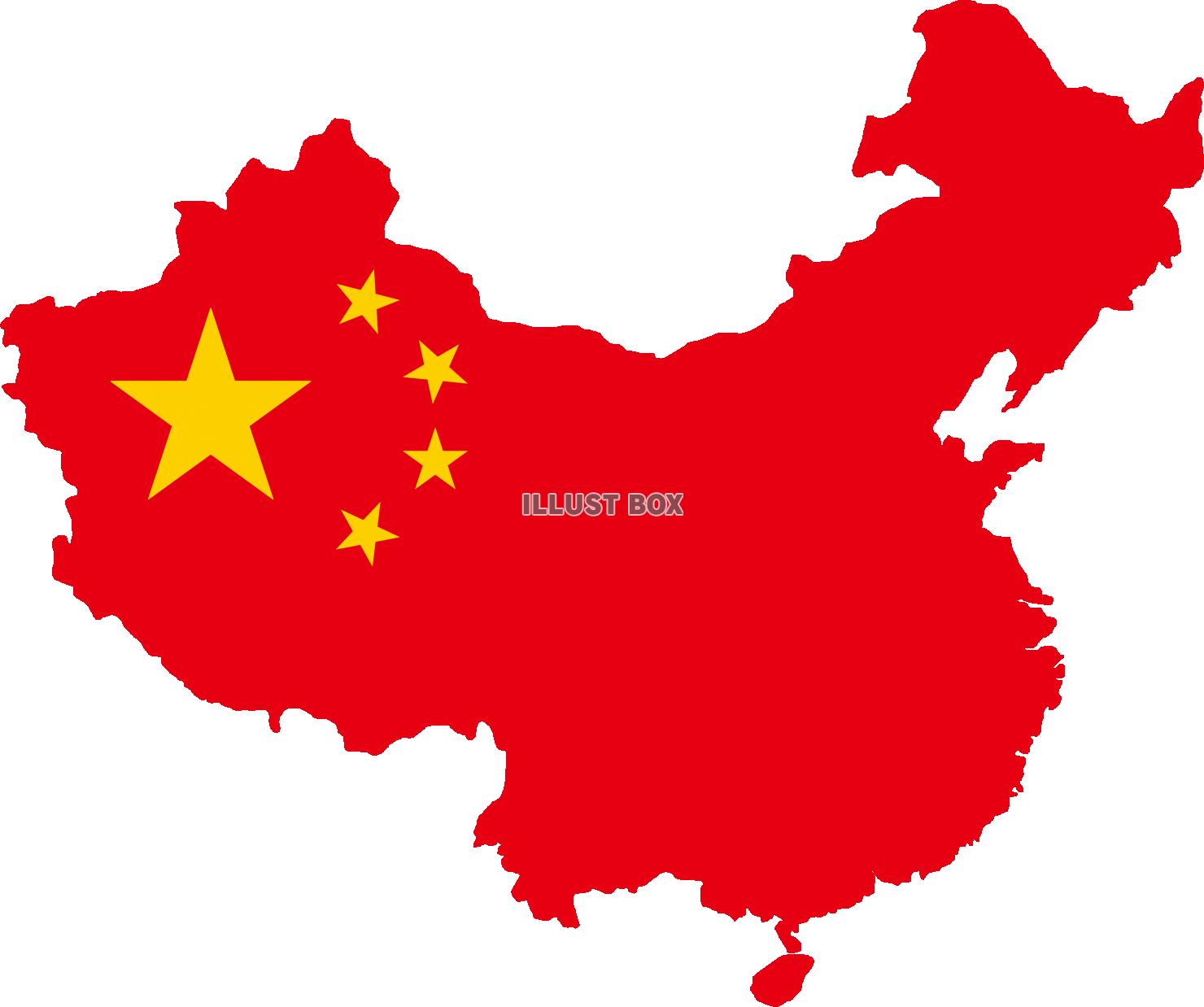 無料イラスト 中国国旗型地図