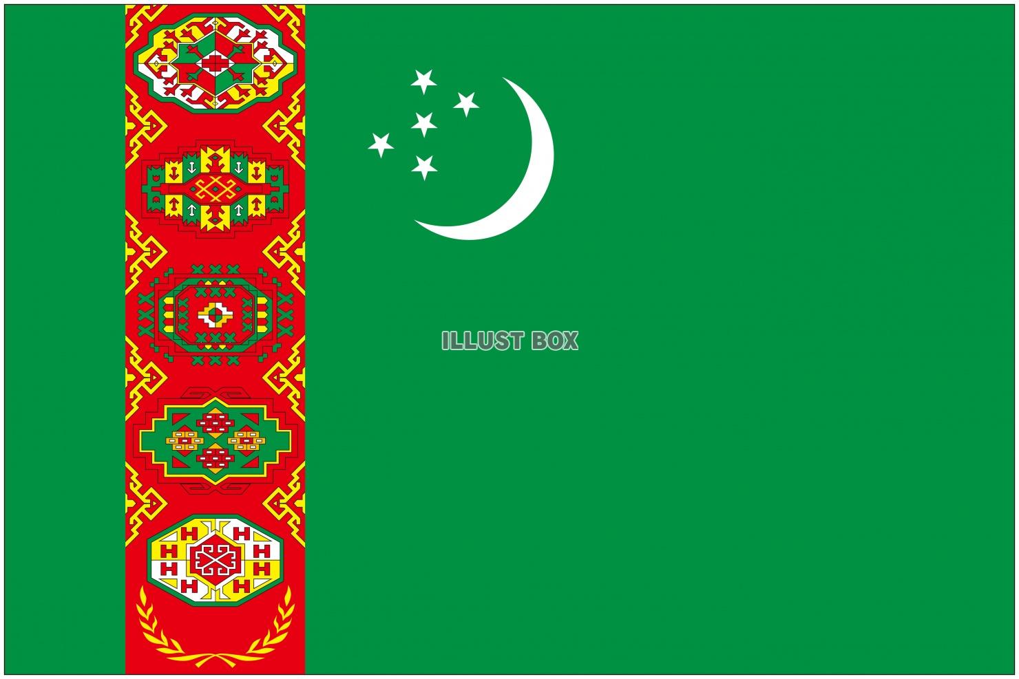 無料イラスト トルクメニスタンの国旗