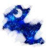 無料イラスト 雲の上に広がる神秘的な月と星空