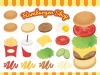 ハンバーガーショップセット(ファストフード、ジャンクフード、軽食、ポテト、ドリン