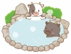 温泉に入る牛さん(丑、うし、正月、干支、年賀状、銭湯、旅行、ビーフ)
