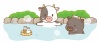 温泉でミルクを飲む入る牛さん3(丑、うし、正月、干支、年賀状、銭湯、牛乳、旅行、
