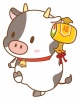打ち出の小槌をもつ牛さん(丑、うし、正月、干支、年賀状、ビーフ)