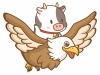 鷹に乗って飛ぶ牛さん(丑、うし、正月、干支、年賀状、初夢、一富士二鷹三茄子、ビー