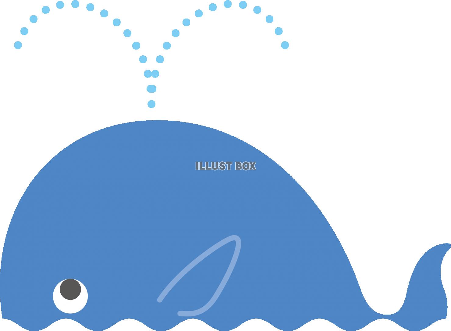 無料イラスト シンプルな海面に浮かぶクジラ