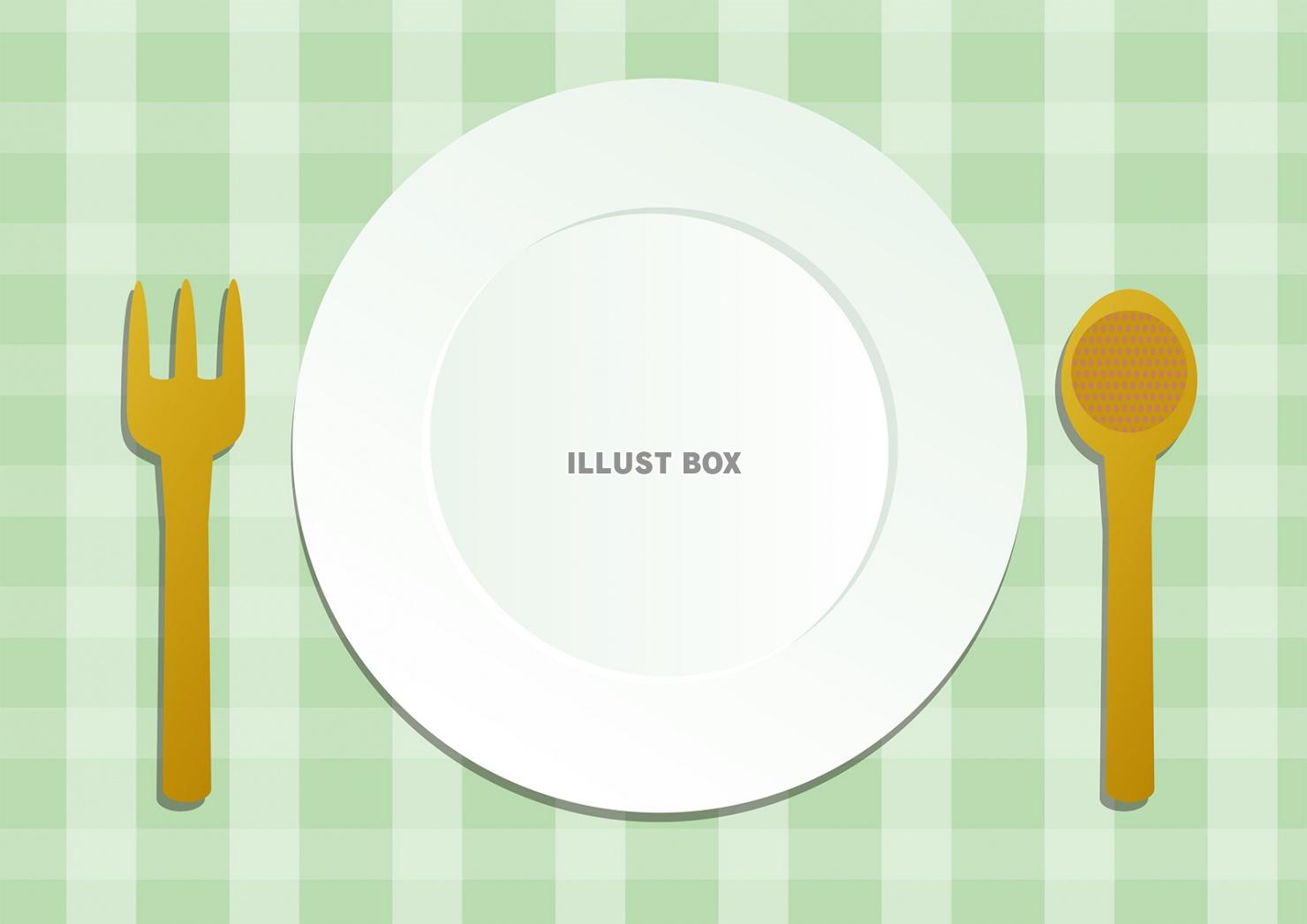 お皿とスプーンフォーク：イラスト無料