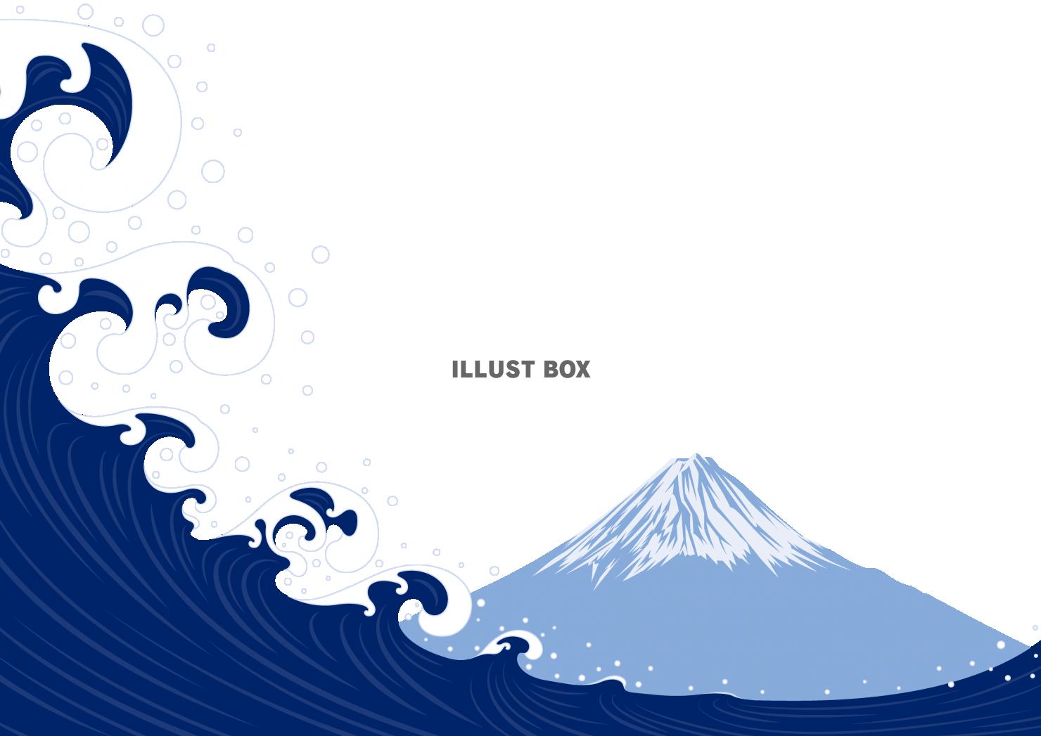 無料イラスト 日本のイメージ 富士山と波 和風フレーム