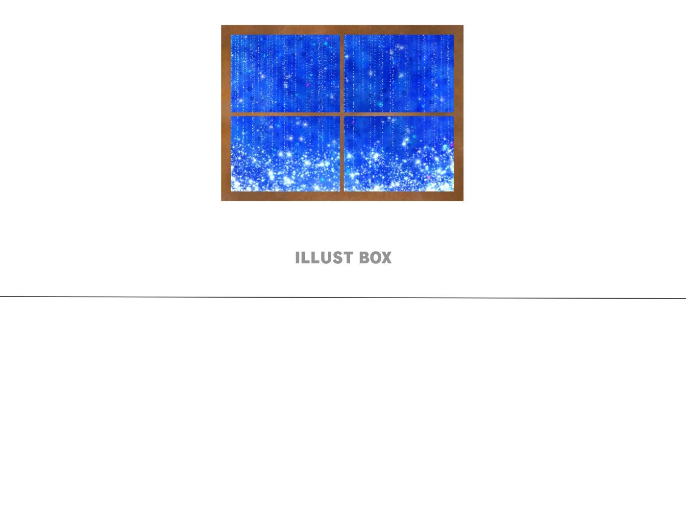 無料イラスト 幻想的で可愛い絵本の様なキラキラの雨が降る窓の部屋